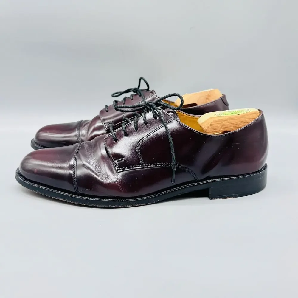 Cole Haan Shoes Mens 10 Brown Leather Cap Toe Derby Oxford Lace Up Dress Classic